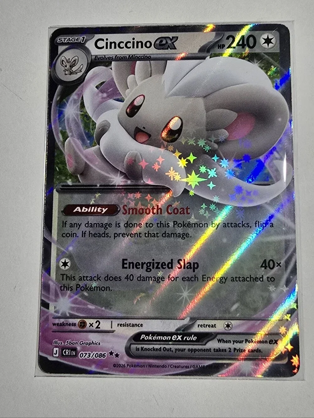Cinccino ex 073/086 Double Rare Holo Chaos Rising Pokemon Card NM
